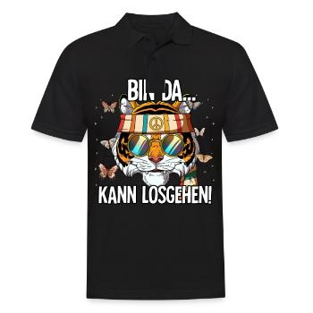 Bin Da Kann Losgehen Hippie Goa Rave - Männer Poloshirt - Schwarz - Vorne - Kai (181cm)