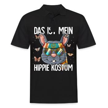 Das Ist Mein Hippie Kostüm 60er 70er Jahre Kostüm - Männer Poloshirt - Schwarz - Vorne - Kai (181cm)