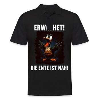Erwachet Die Ente ist nah Duck Ente lustiges Enten - Männer Poloshirt - Schwarz - Vorne - Kai (181cm)