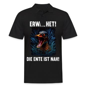Erwachet Die Ente ist nah Duck Ente lustiges Enten - Männer Poloshirt - Schwarz - Vorne - Kai (181cm)