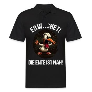 Erwachet Die Ente ist nah Duck Ente lustiges Enten - Männer Poloshirt - Schwarz - Vorne - Kai (181cm)