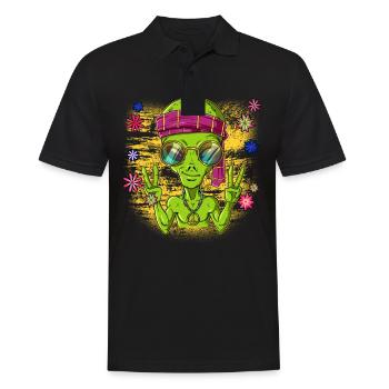 60s 70s Costume Groovy Hippie - Polo Homme - noir - Devant - Kai (181cm)