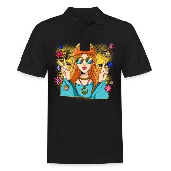 60s 70s Costume Groovy Hippie - Polo Homme - noir - Devant - Kai (181cm)