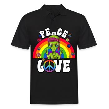 60s 70s Costume Peace Love Hippie - Polo Homme - noir - Devant - Kai (181cm)