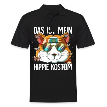 Das Ist Mein Hippie Kostüm 60er 70er Jahre Kostüm - Männer Poloshirt - Schwarz - Vorne - Kai (181cm)