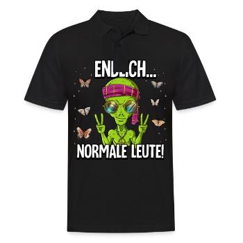 Endlich Normale Leute Hippie Goa Rave - Männer Poloshirt - Schwarz - Vorne - Kai (181cm)