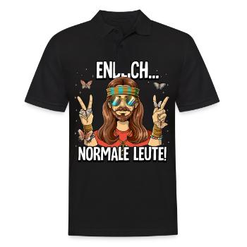Endlich Normale Leute Hippie Goa Rave - Männer Poloshirt - Schwarz - Vorne - Kai (181cm)