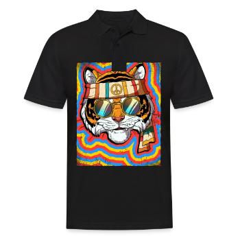 Hippie Tiger Psychedelisch Trippy - Männer Poloshirt - Schwarz - Vorne - Kai (181cm)