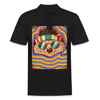 Hippie Hedgehog Psychedelic Trippy - Men's Polo Shirt - black - Front - Kai (181cm)
