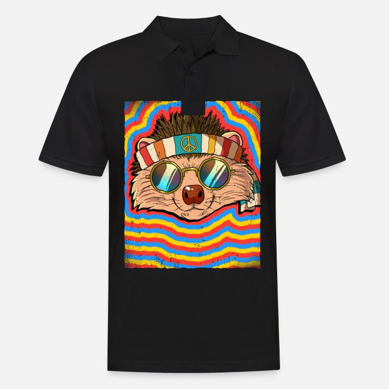 Hippie Igel Psychedelisch Trippy - Männer Poloshirt - Schwarz