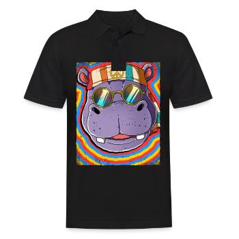 Hippie Nilpferd Psychedelisch Trippy - Männer Poloshirt - Schwarz - Vorne - Kai (181cm)