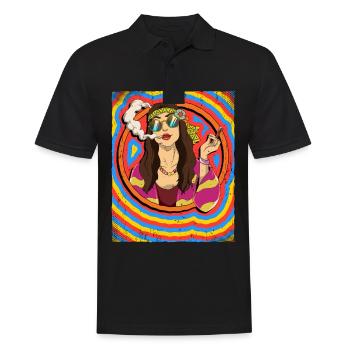 Hippie Woman Psychedelic Trippy - Men's Polo Shirt - black - Front - Kai (181cm)