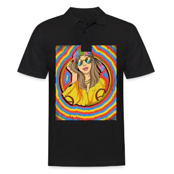 Hippie Woman Psychedelic Trippy - Men's Polo Shirt - black - Front - Kai (181cm)