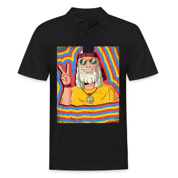 Hippie Old Man Psychedelic Trippy - Men's Polo Shirt - black - Front - Kai (181cm)