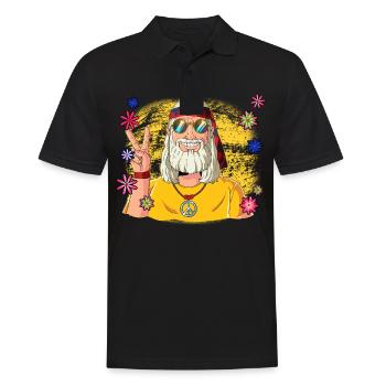 60s 70s Costume Groovy Hippie - Polo Homme - noir - Devant - Kai (181cm)