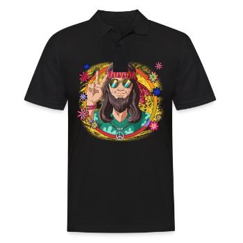 60s 70s Costume Groovy Hippie - Polo Homme - noir - Devant - Kai (181cm)