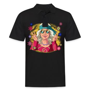 années 60 70 Costume Groovy Hippie - Polo Homme - noir - Devant - Kai (181cm)