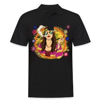 60s 70s Costume Groovy Hippie - Polo Homme - noir - Devant - Kai (181cm)