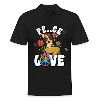 années 60 70 Costume Paix Amour Hippie - Polo Homme - noir - Devant - Kai (181cm)