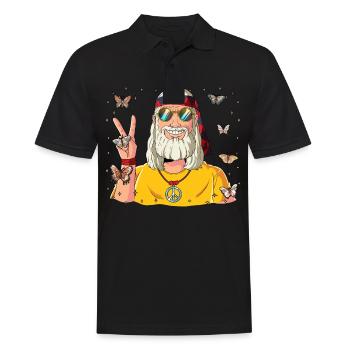 60s 70s Costume Groovy Hippie - Polo Homme - noir - Devant - Kai (181cm)