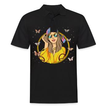 60s 70s Costume Groovy Hippie - Polo Homme - noir - Devant - Kai (181cm)