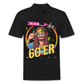 Kind der 60er Jahre Mann Kostüm - Männer Poloshirt - Schwarz - Vorne - Kai (181cm)