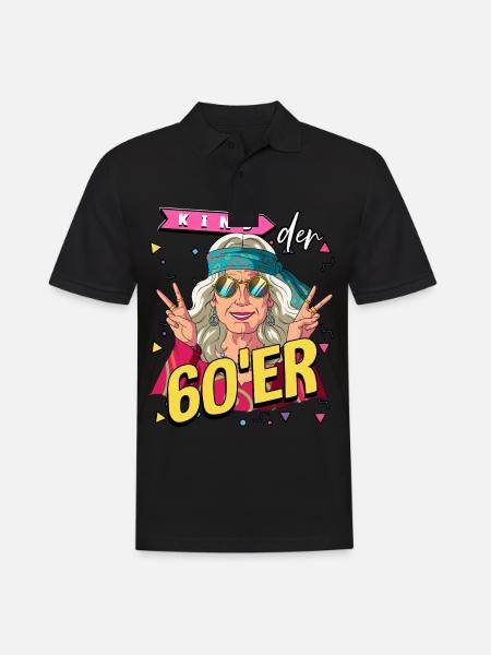 Kind der 60er Jahre Alte Frau Kostüm - Männer Poloshirt - Schwarz