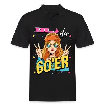 Kind der 60er Jahre Frau Kostüm - Männer Poloshirt - Schwarz - Vorne - Kai (181cm)