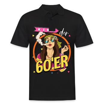 Kind der 60er Jahre Frau Kostüm - Männer Poloshirt - Schwarz - Vorne - Kai (181cm)