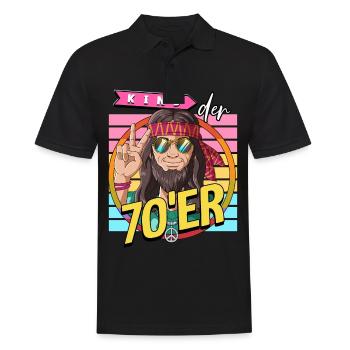 Kind der 70er Jahre Mann Kostüm - Männer Poloshirt - Schwarz - Vorne - Kai (181cm)