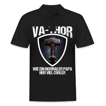 Papa Vathor Va Thor Vatertag Vatertagsgeschenk - Männer Poloshirt - Schwarz - Vorne - Kai (181cm)