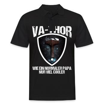 Papa Vathor Va Thor Vatertag Vatertagsgeschenk - Männer Poloshirt - Schwarz - Vorne - Kai (181cm)