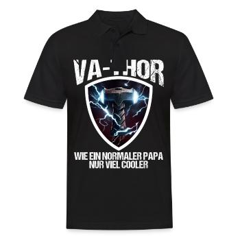 Papa Vathor Va Thor Vatertag Vatertagsgeschenk - Männer Poloshirt - Schwarz - Vorne - Kai (181cm)
