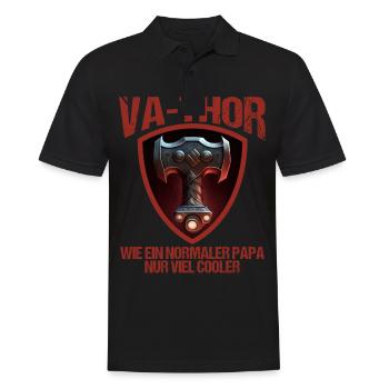 Papa Vathor Va Thor Vatertag Vatertagsgeschenk - Männer Poloshirt - Schwarz - Vorne - Kai (181cm)