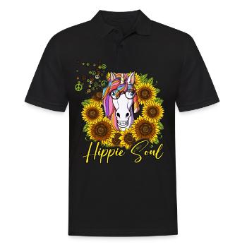 60s 70s Costume Hippie Soul - Men's Polo Shirt - black - Front - Kai (181cm)