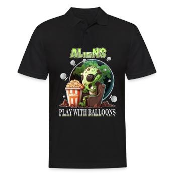 Aliens Play With Balloons - Spy Balloon or - Männer Poloshirt - Schwarz - Vorne - Kai (181cm)