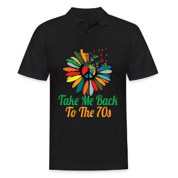 Hippie Peace Sign Peace Flowers Flower Child - Polo Homme - noir - Devant - Kai (181cm)
