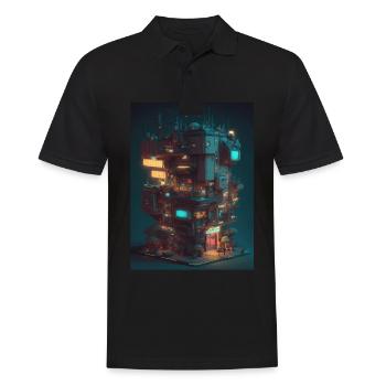 Voxel Vaporwave Neon Futuristisch Fantasie Gaming - Männer Poloshirt - Schwarz - Vorne - Kai (181cm)