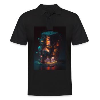 Voxel Vaporwave Neon Futuristisch Fantasie Gaming - Männer Poloshirt - Schwarz - Vorne - Kai (181cm)
