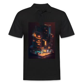 Voxel Vaporwave Neon Futuristisch Fantasie Gaming - Männer Poloshirt - Schwarz - Vorne - Kai (181cm)