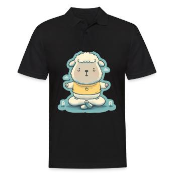 Schaf Lamm Schäfchen Yoga Meditation Entspannung - Männer Poloshirt - Schwarz - Vorne - Kai (181cm)