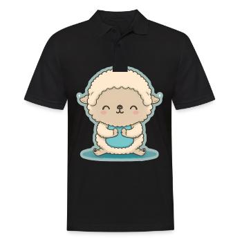 Sheep Lamb Sheep Yoga Meditation Relaxation - Men's Polo Shirt - black - Front - Kai (181cm)