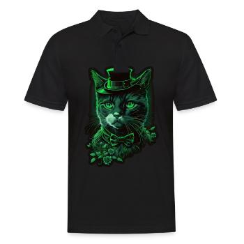 Katze Kätzchen St. Patricks Day Irland Irisch - Männer Poloshirt - Schwarz - Vorne - Kai (181cm)
