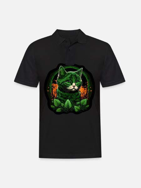 Katze Kätzchen St. Patricks Day Irland Irisch - Männer Poloshirt - Schwarz