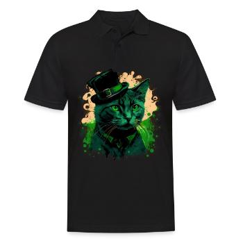Katze Kätzchen St. Patricks Day Irland Irisch - Männer Poloshirt - Schwarz - Vorne - Kai (181cm)