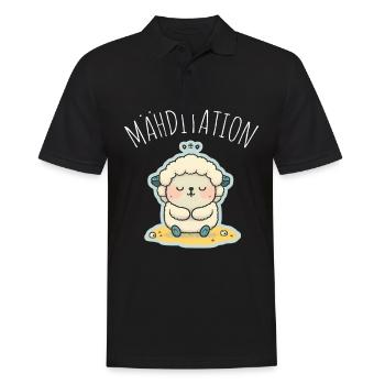 Schaf Lamm Schäfchen Yoga Meditation Entspannung - Männer Poloshirt - Schwarz - Vorne - Kai (181cm)