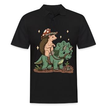 Cottagecore Igel - Männer Poloshirt - Schwarz - Vorne - Kai (181cm)
