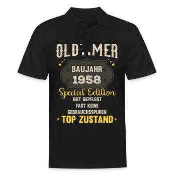 Oldtimer Baujahr 1958 - 65. Geburtstag - Männer Poloshirt - Schwarz - Vorne - Kai (181cm)