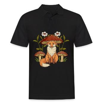 Cottagecore Fox - Men's Polo Shirt - black - Front - Kai (181cm)
