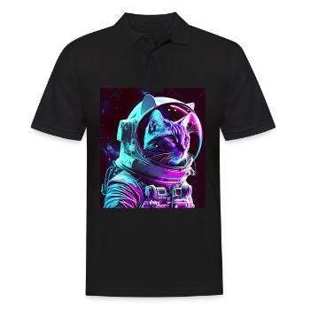 Cat Kitten Space Astronaut Cosmos Neon - Men's Polo Shirt - black - Front - Kai (181cm)